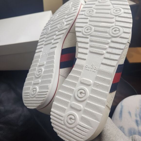 GUCCI LEATHER Web Sneaker 'White' size 8 restored - Picture 11 of 12